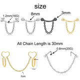 20pcs Surgical Steel Nose Studs Chain 16G 20G Body Piercing