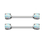 Green Opal Gem 2Pcs Nipple Shield 14G Nipple Rings