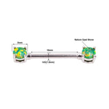Green Opal Gem 2Pcs Nipple Shield 14G Nipple Rings