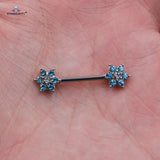 Green Opal Gem 2Pcs Nipple Shield 14G Nipple Rings
