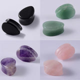 2Pcs Stone Teardrop Heart Ear Plugs Tunnel Flesh Earrings Gauges