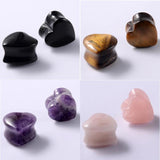 2Pcs Stone Teardrop Heart Ear Plugs Tunnel Flesh Earrings Gauges