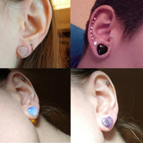 2Pcs Stone Teardrop Heart Ear Plugs Tunnel Flesh Earrings Gauges