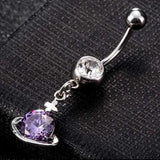 Crystal Rhinestone Belly Button Ring Surgical Steel Navel Piercing