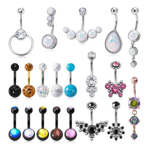 14G CZ Gem Zircon Belly Button Ring Stainless Steel Navel Piercing Women Jewelry