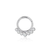 316L Stainless Steel Nose Ring CZ Crystal Septum Clicker Hoop 16G