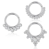 316L Stainless Steel Nose Ring CZ Crystal Septum Clicker Hoop 16G