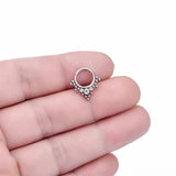 316L Stainless Steel Nose Ring CZ Crystal Septum Clicker Hoop 16G