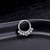 316L Stainless Steel Nose Ring CZ Crystal Septum Clicker Hoop 16G