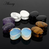 2pc Quartz Organic Flesh Tunnels Stone Ear Plugs 5-25mm