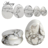 2pc Quartz Organic Flesh Tunnels Stone Ear Plugs 5-25mm