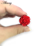 3D Red Rose Flower Ear Plug Acrylic Flesh Ear Expander Gauges