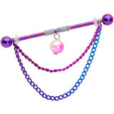 14G Rainbow Star Triple Chain Dangle Industrial Barbell