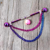 14G Rainbow Star Triple Chain Dangle Industrial Barbell