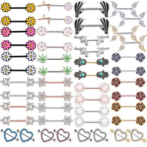 2PCS Stainless Steel Nipple Rings Dream Star Nipple Barbell Piercing