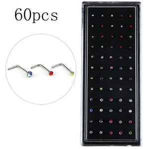 Punk Titanium Opal Stone Piercings - Nose Ring Studs Set