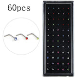 Punk Titanium Opal Stone Piercings - Nose Ring Studs Set