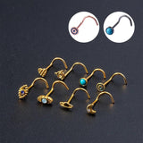 Stainless Steel Nose Stud Piercing 20G CZ Crystal Nariz Bone Women Body Jewelry