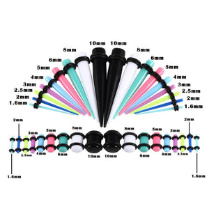 36pcs Ear Gauge Taper and Plug Stretching Kit Acrylic Flesh Tunnel 14G-00G