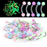 50Pcs Glow in the Dark Curved Barbell Eyebrow Rings Piercing 16G