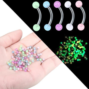 50Pcs Glow in the Dark Curved Barbell Eyebrow Rings Piercing 16G