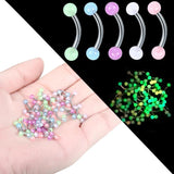50Pcs Glow in the Dark Curved Barbell Eyebrow Rings Piercing 16G