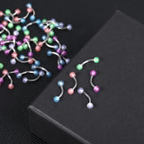 50Pcs Glow in the Dark Curved Barbell Eyebrow Rings Piercing 16G