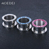 5-18mm Crystal Plugs & Tunnels 16mm Stainless Steel Ear Expander Piercing