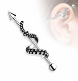 316L Stainless Steel Tentacle Wrapped Industrial Barbell 1.6X38mm