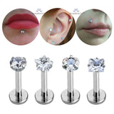 4pcs 16G Labret Clear Heart Star Lip Piercing