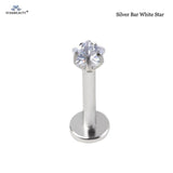 4pcs 16G Labret Clear Heart Star Lip Piercing