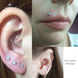 4pcs 16G Labret Clear Heart Star Lip Piercing