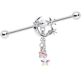 Industrial Piercing 14G Clear Gem Dangle Earrin