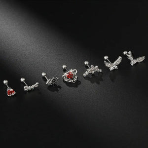 Stainless Steel CZ Tragus Ear Piercing Studs