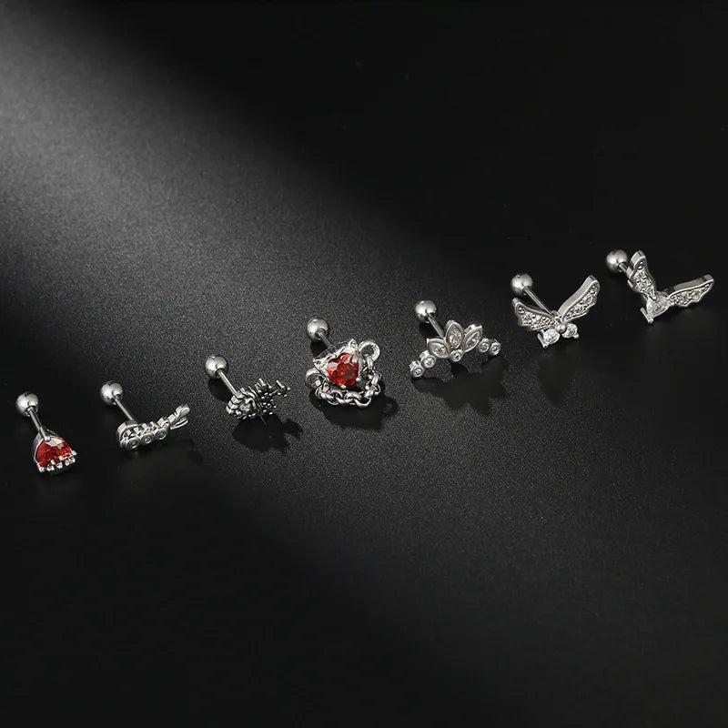 Stainless Steel CZ Tragus Ear Piercing Studs