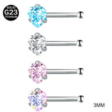 G23 Titanium Nose Piercing Set 2/3MM CZ Crystal Nose Stud Nostril Piercing