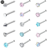 G23 Titanium Nose Piercing Set 2/3MM CZ Crystal Nose Stud Nostril Piercing