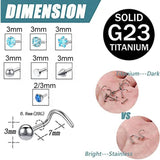 G23 Titanium Nose Piercing Set 2/3MM CZ Crystal Nose Stud Nostril Piercing