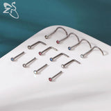 G23 Titanium Nose Piercing Set 2/3MM CZ Crystal Nose Stud Nostril Piercing