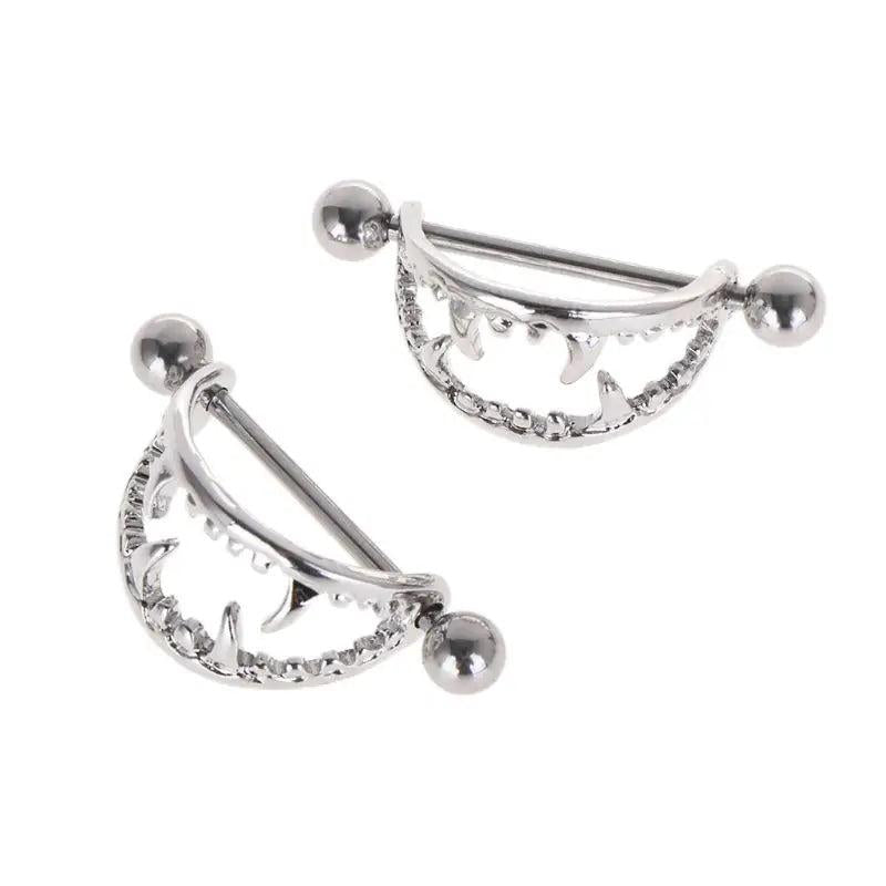 2pcs Nipple Piercing Halloween Sharp Teeth Shield Jewelry