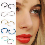 316 Stainless Steel Nose Ring Clip-On Body Jewelry Hoop Nose Rings for Women