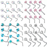 4pcs Surgical Steel Heart Nose Studs - L Shape Nose Piercing Set