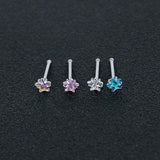 4pcs Surgical Steel Heart Nose Studs - L Shape Nose Piercing Set