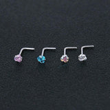 4pcs Surgical Steel Heart Nose Studs - L Shape Nose Piercing Set