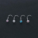 4pcs Surgical Steel Heart Nose Studs - L Shape Nose Piercing Set