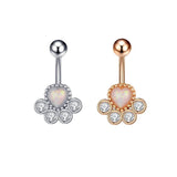Zircon Belly Piercing Bar Flower Heart Paw Bee Belly Button Rings 14G
