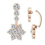 Zircon Belly Piercing Bar Flower Heart Paw Bee Belly Button Rings 14G
