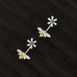 Zircon Belly Piercing Bar Flower Heart Paw Bee Belly Button Rings 14G
