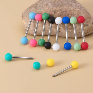 10PCS Colorful Tongue Piercing Acrylic Ball Barbell 14G