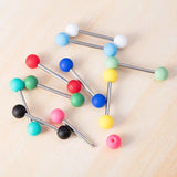 10PCS Colorful Tongue Piercing Acrylic Ball Barbell 14G